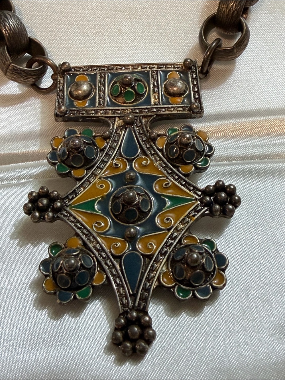 Carol Marie Signed Enamel Sculptural Statement Pendant Necklace - Picture 2 of 5